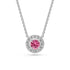 Pink Sapphires and Diamond Halo Necklace