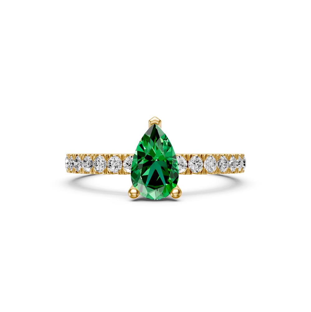 Diamond Ring with Tsavorites in Yellow Gold