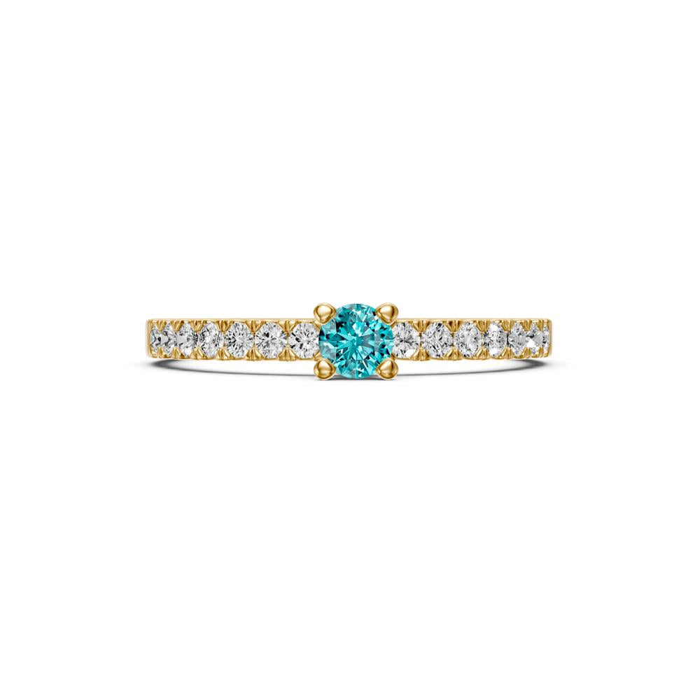 Diamond Ring with Tourmaline in Yellow Gold