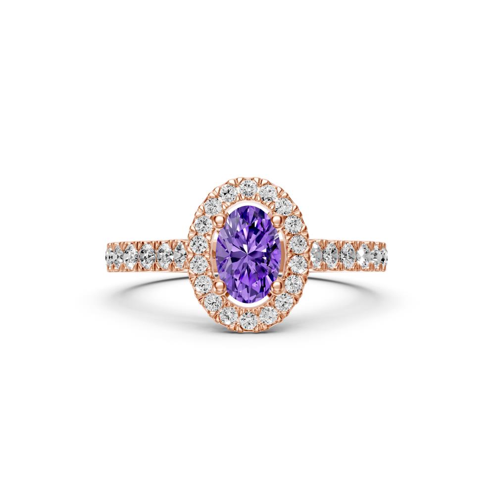 Diamond Ring with Tanzanite in Rose Gold