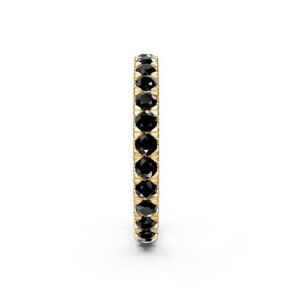 Black Diamond Band Ring in Yellow Gold