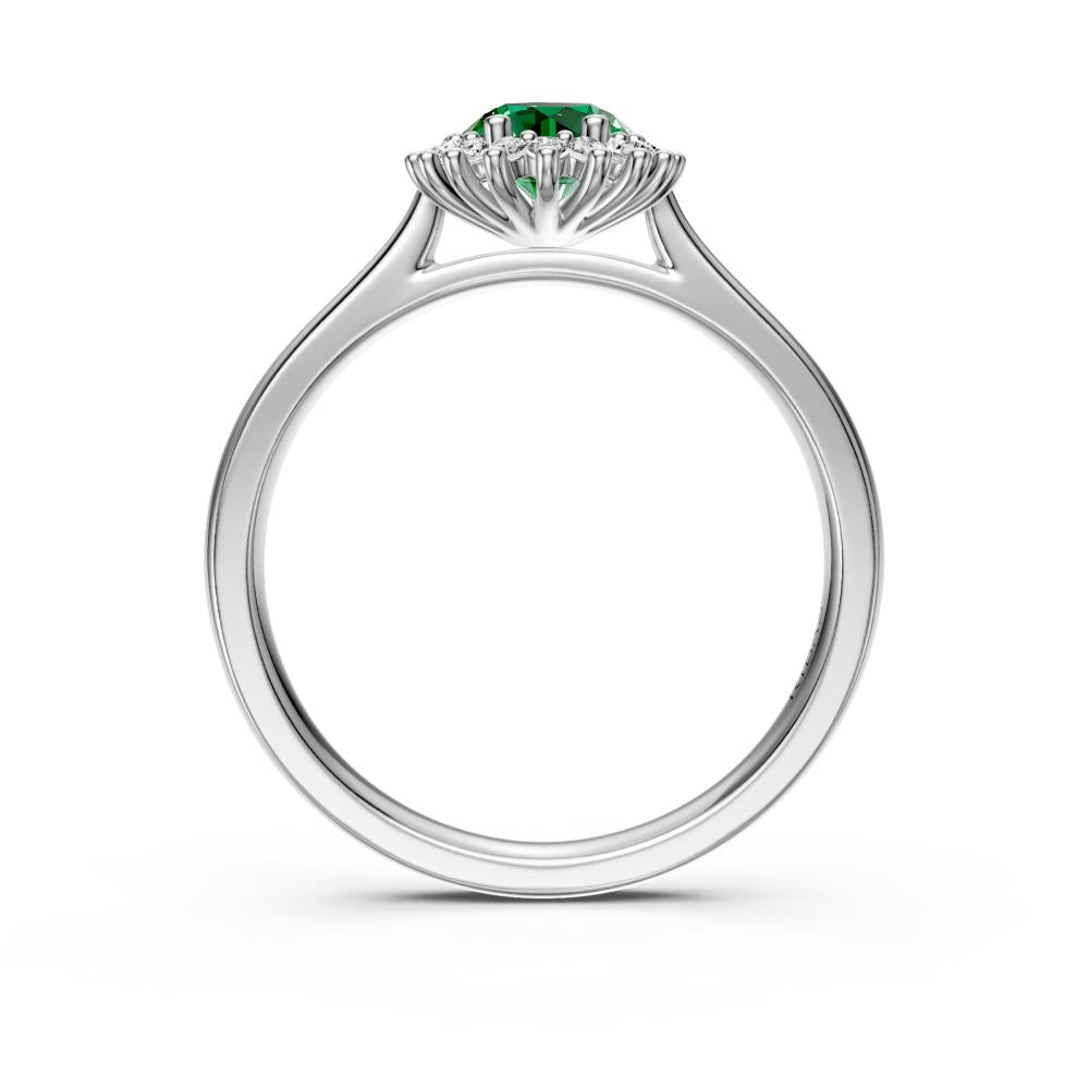 Diamond Ring with Tsavorite in White Gold