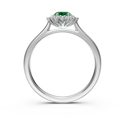 Diamond Ring with Tsavorite in White Gold
