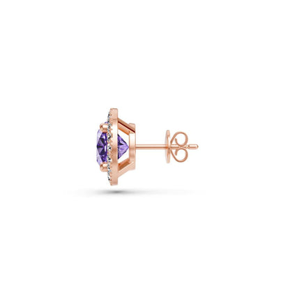 Diamond Earrings with Tanzanite in Rose Gold