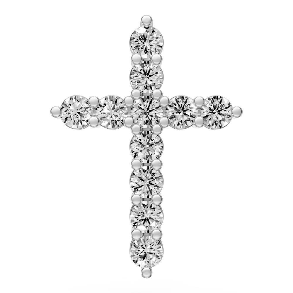 Diamond Cross Necklace in White Gold - Medium