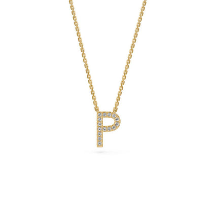 Diamond Letter P Pendant in Yellow Gold