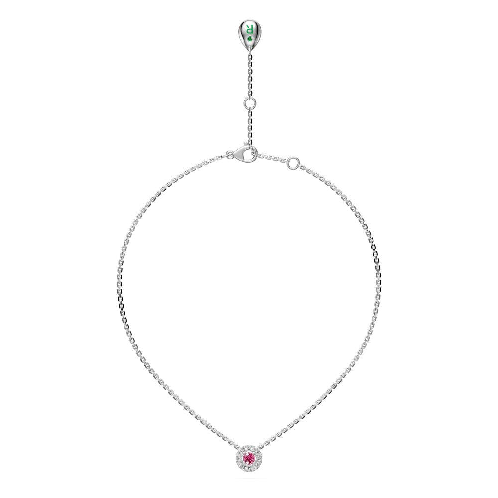 Pink Sapphires and Diamond Halo Necklace