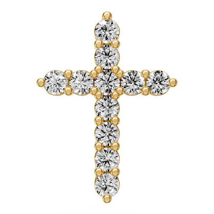 Diamond Cross Pendant in Yellow Gold - Small