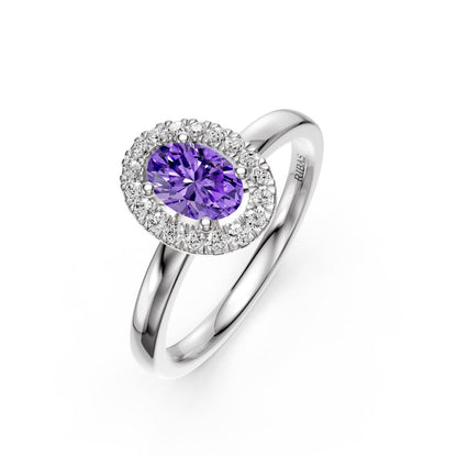 Diamond Ring with Tanzanite in White Gold