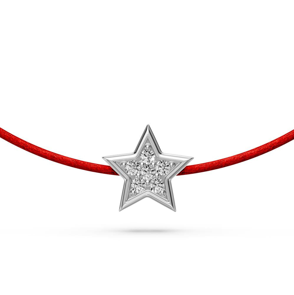 String Bracelet with Diamond in White Gold "Star"