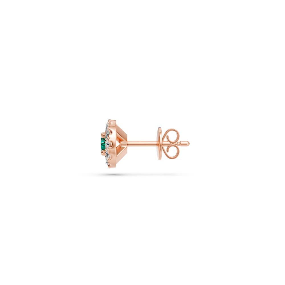Green Sapphire and Diamonds Earrings in Rose Gold