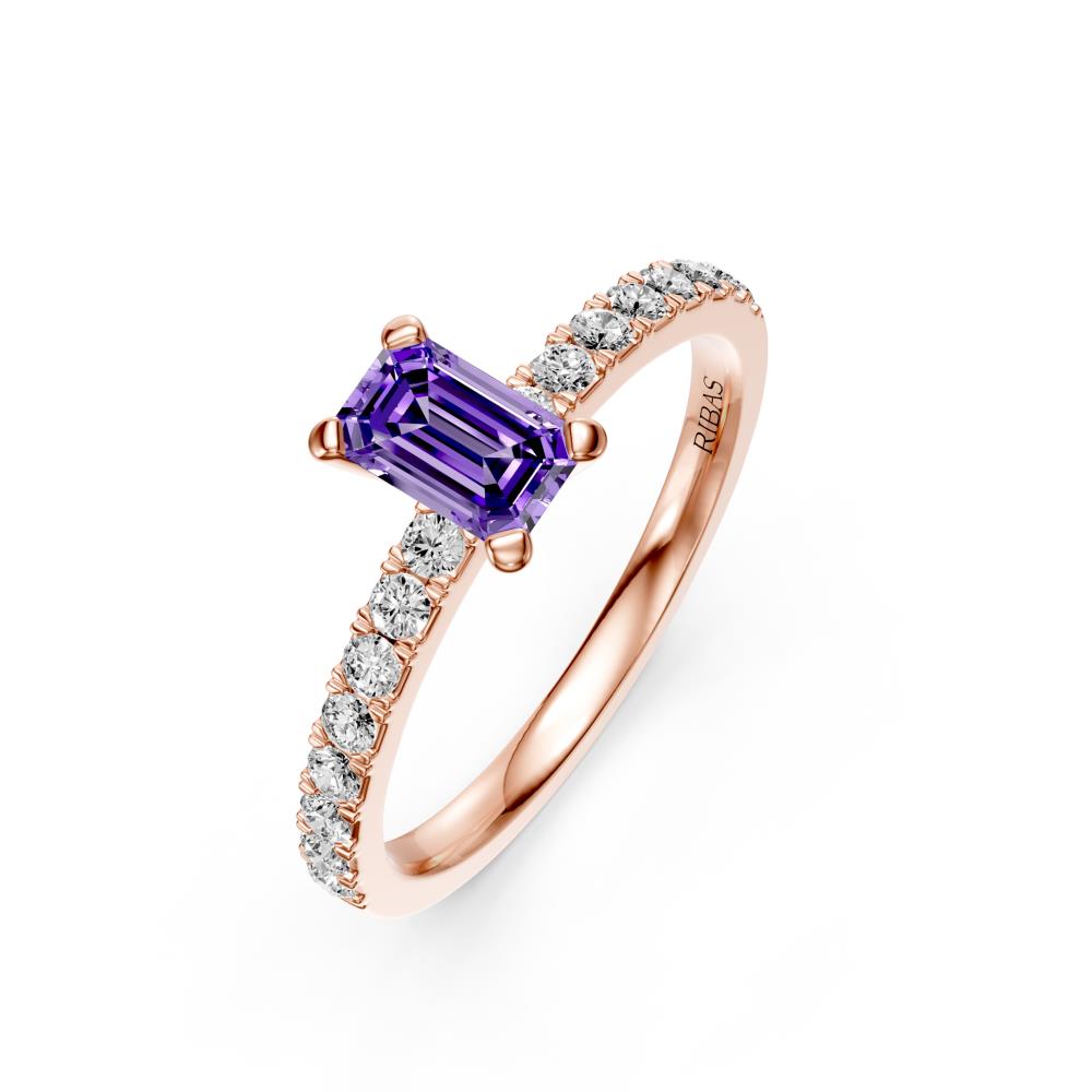Diamond Ring with Tanzanite in Rose Gold