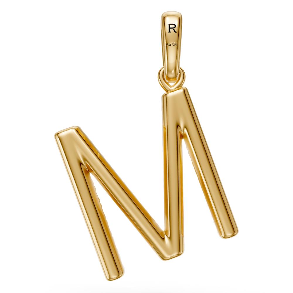 Diamond Letter M Pendant in Yellow Gold