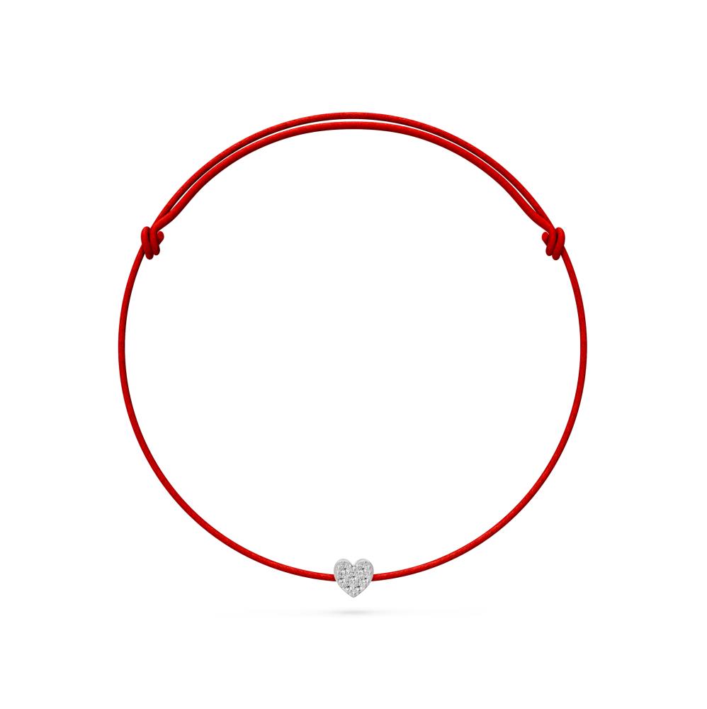 String Bracelet with Diamond in White Gold "Heart"
