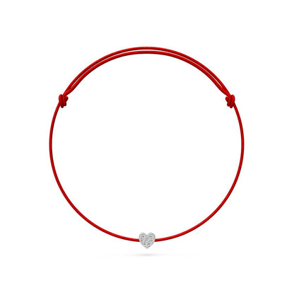 String Bracelet with Diamond in White Gold "Heart"