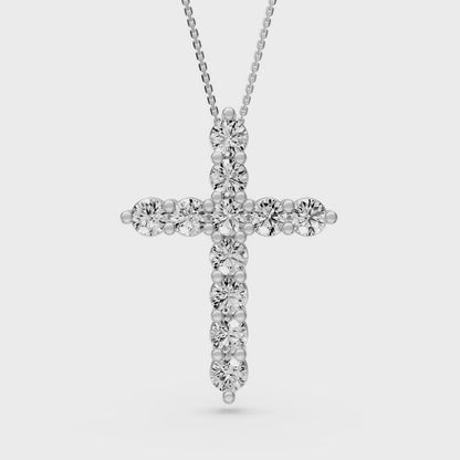 Diamond Cross Necklace in White Gold - Medium